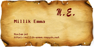 Millik Emma névjegykártya